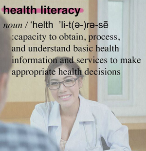 displays definition of health literacy