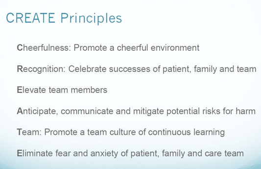 Chart listing the CREATE principles