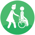 icon showing nurse pushing patient in wheelchair