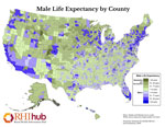 Male Life Expectancy by County