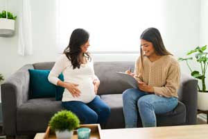 pregnant woman and doula